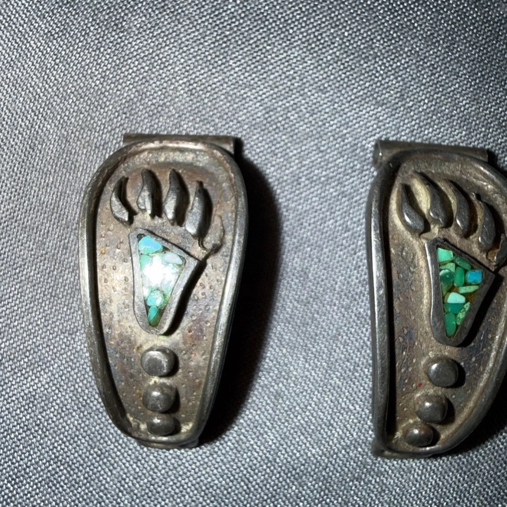 Vintage Sterling Silver Turquoise Bear Claw Watch Tips – Southwestern Style